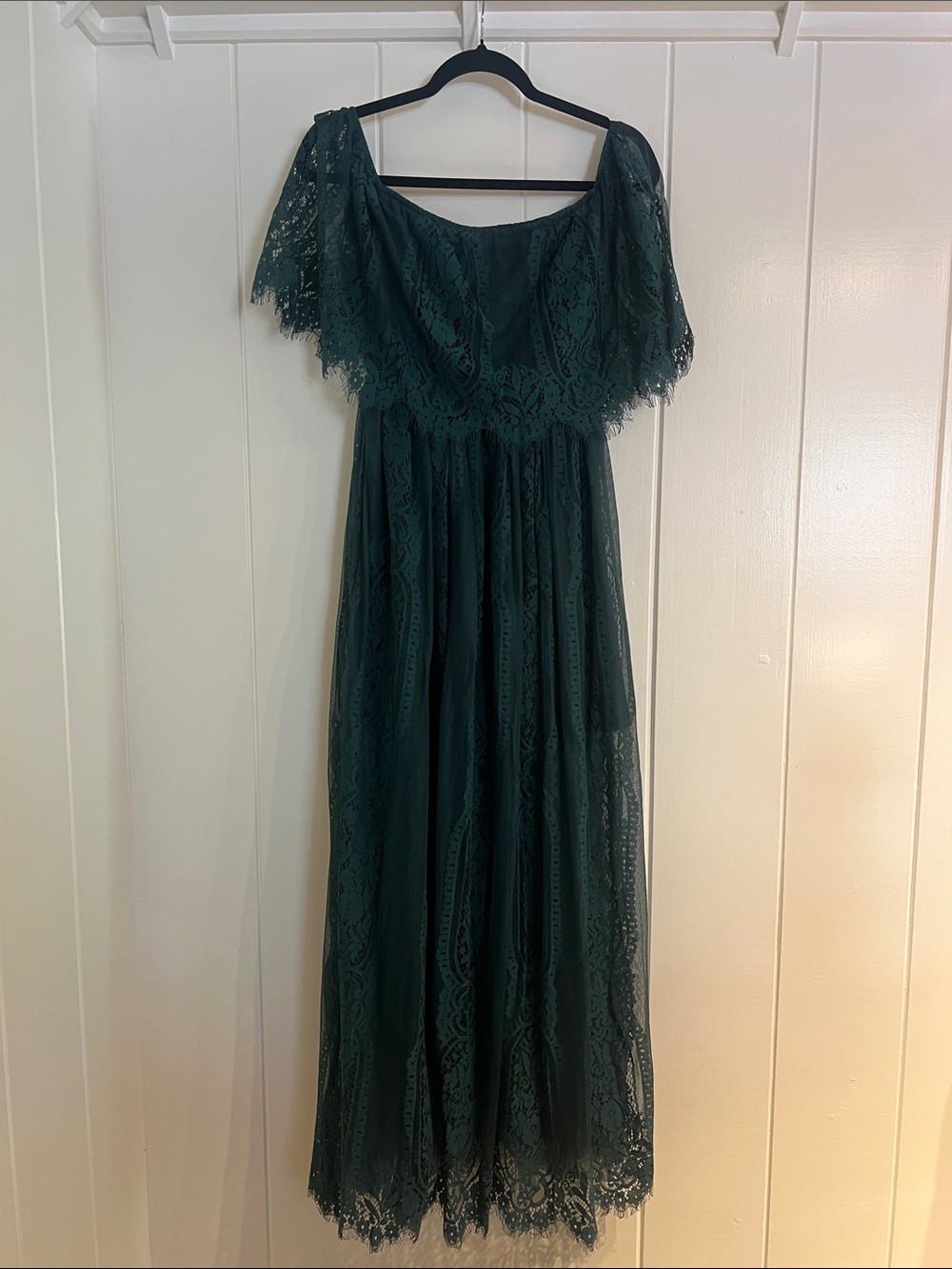 Baltic Born Dark Green Lace Maxi Dress